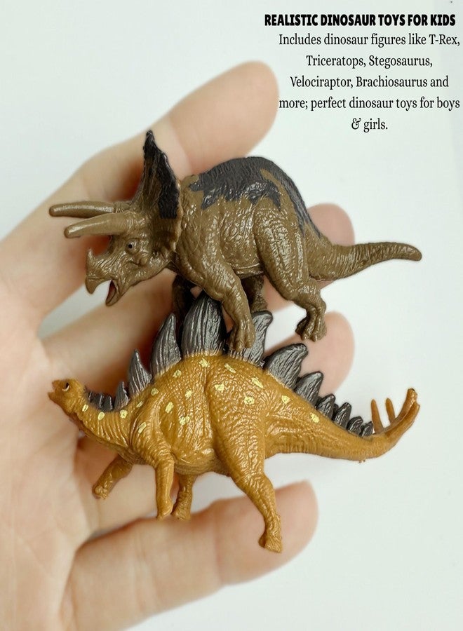 Mallexo مجموعة ألعاب ديناصورات واقعية من ماليكسو للأطفال، 12 قطعة، مجسمات ديناصورات تي-ريكس ما قبل التاريخ، لعبة حيوانات مصغرة للأولاد والبنات، هدية عيد ميلاد للأطفال، مجموعة مجسمات حيوانات الديناصورات، أدوات تعليمية - حجم صغير - Image 3